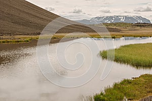 Lake Myvatn with Hverfjall volcano in Northern Iceland