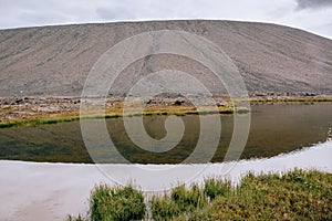 Lake Myvatn with Hverfjall volcano in Northern Iceland