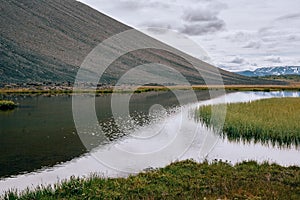 Lake Myvatn with Hverfjall volcano in Northern Iceland