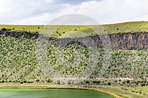 Lake Nar and old crater slope in Cappadocia photo