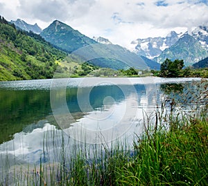 Lake near the mountains Dombai