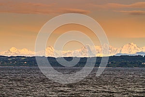 Lake Neuchatel and Alps