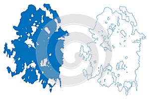 Lake Nipigon Canada, North America map vector illustration, scribble sketch Lake Winipigoos or Nipigon map photo