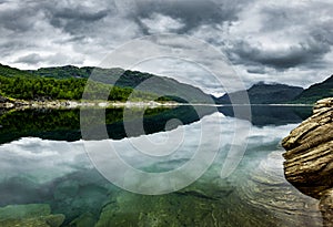 Lake in Norway with reflection