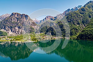 Lake of Novate Mezzola, Valchiavenna IT, Campo and Val Codera, aerial