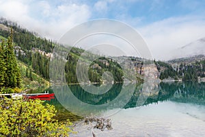 Lake O`Hara at Sargent`s Point in the Canadian Rockies of Yoho National Park