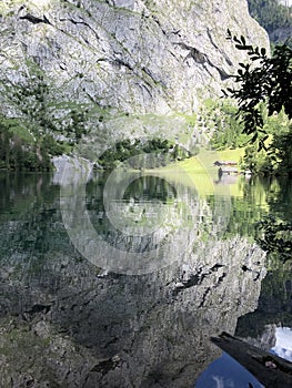 Lake Obersee, Berchtesgaden, Bavaria, germany. Nature landscape, reserve national park. Spectacular view Alps mountain