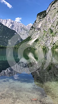 Lake Obersee, Berchtesgaden, Bavaria, germany. Nature landscape, reserve national park. Spectacular view Alps mountain