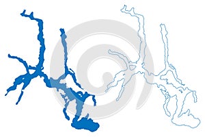 Lake OHiggins or San Martin Lake South America, Argentine Republic, Argentina, Chile, Patagonia map vector illustration,