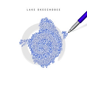 Lake Okeechobee sketch scribble map isolated on white background. Hand drawn vector map of Lake Okeechobee