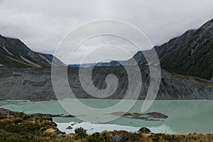 Lake, One of the most popular walks. Aoraki/Mt Cook National Park, New Zealand