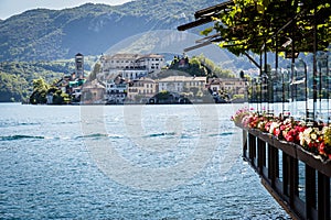 Lake Ortaand island San Giulio, Italy