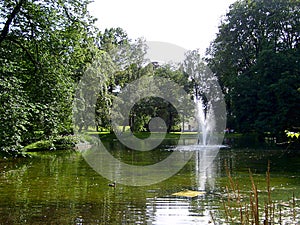 Lake at the Palace Park Slottsparken surrounding Oslo Royal Palace photo