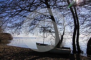 Lake panorama, with boat
