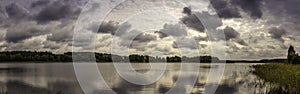 Lake panorama with clouds