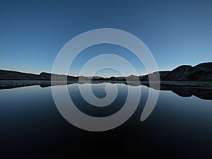 Lake panorama at Marcahuasi andes plateau rock formations mountain hill valley nature landscape Lima Peru South America