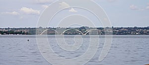 Lake Paranoa with Juscelino Kubitschek Bridge on the background, Brasilia, Brazil