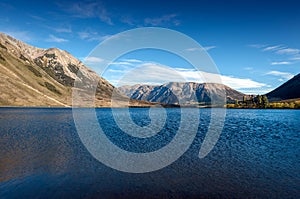 Lake Pearson / Moana Rua Wildlife Refuge located in Craigieburn Forest Park in Canterbury region, South Island of New Zealand