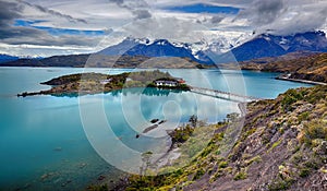 Lake Pehoe at Torres del Paine N.P. Chile photo