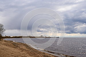 Lake Peipus. Historic beautiful lake on a gloomy day