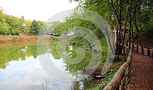 lake without people near Vicenza City in northern Italy