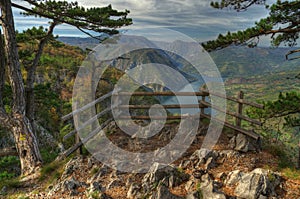 Lake Perucac view above from viewpoint Banjska Stena, mountain Tara, Western Serbia photo