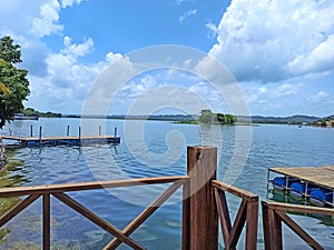 Lake Peten Itza View from Flores Island Pier, Peten, Guatemala photo