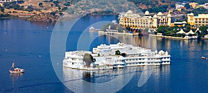 Lake Pichola and Taj Lake Palace in Udaipur. India.