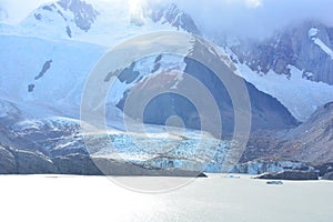 Lake and the Piedras Blancas glacier, in Los Glaciares National Park, El ChaltÃ©n, Argentina