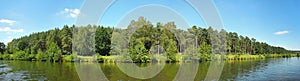 Lake Plateau Panorama with green Trees - Boat View