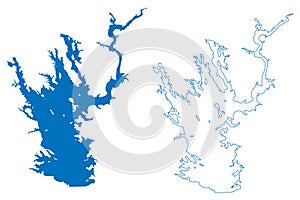 Lake Pleasant Reservoir (United States of America, North America, us, usa, Arizona) map sketch New