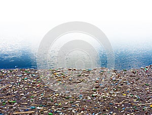 Lake pollution with white space