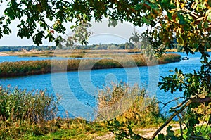 Lake or pond for fishing, the fishermen on the boat, the scenery is beautiful pond