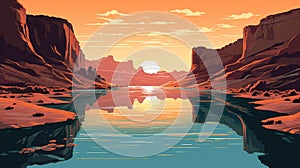 Lake Powell - amazing illustration of famous landmarks - made with Generative AI tools photo