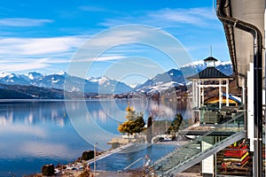 Lake promenade at Millstadt lake MillstÃ¤tter See, Austria