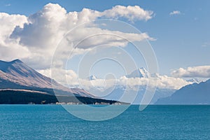 Lake Pukaki with Mt Cook in Mount Cook National Park, New Zealand