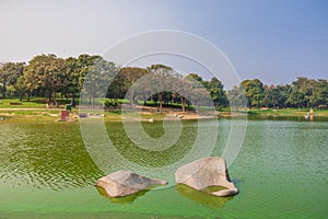 Lake at Raj Ghat in New Delhi, India