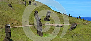 Lake in Rano Raraku volcano, Rapa Nui Easter Island