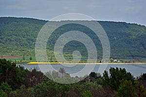 Lake reflection water forest summer fields harvest