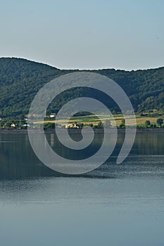 Lake reflection water forest summer fields harvest