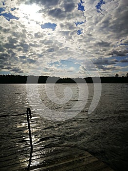 Lake relax summer sky clouds