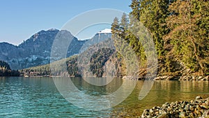 Lake Ritsa and the Caucasus mountains in Abkhazia