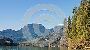 Lake Ritsa and the Caucasus mountains in Abkhazia