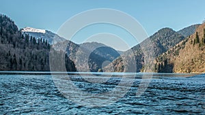 Lake Ritsa and the Caucasus mountains in Abkhazia