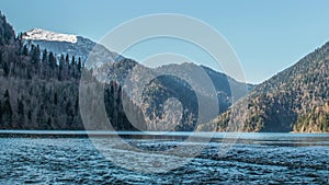 Lake Ritsa and the Caucasus mountains in Abkhazia