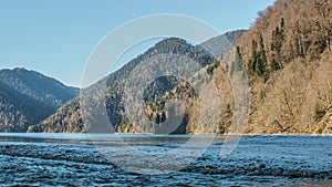 Lake Ritsa and the Caucasus mountains in Abkhazia