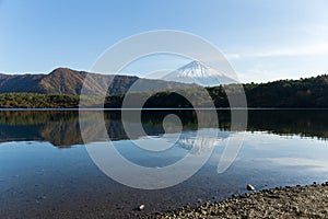 Lake saiko with Fuji Mountain