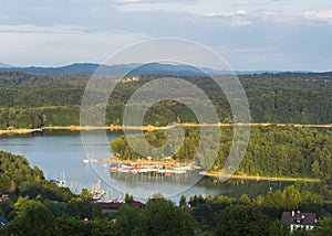 Lake and sailing boats.