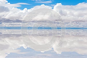 Lake Salar de Uyuni with thin layer of water