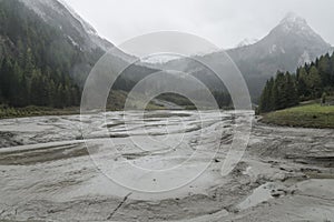 Lake Schlierersee without water in Lungau in Austria